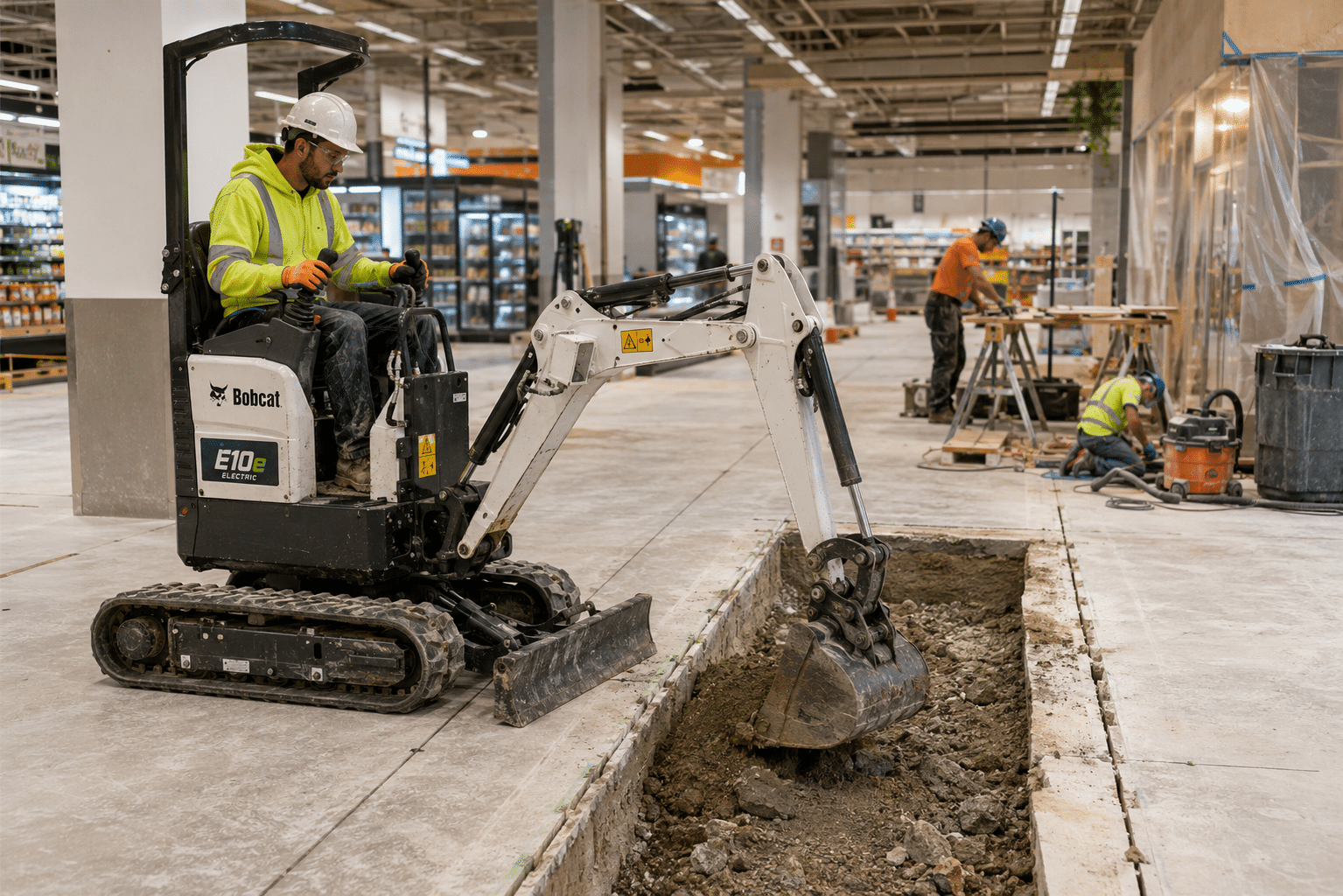 Busy renovation in commercial building interior